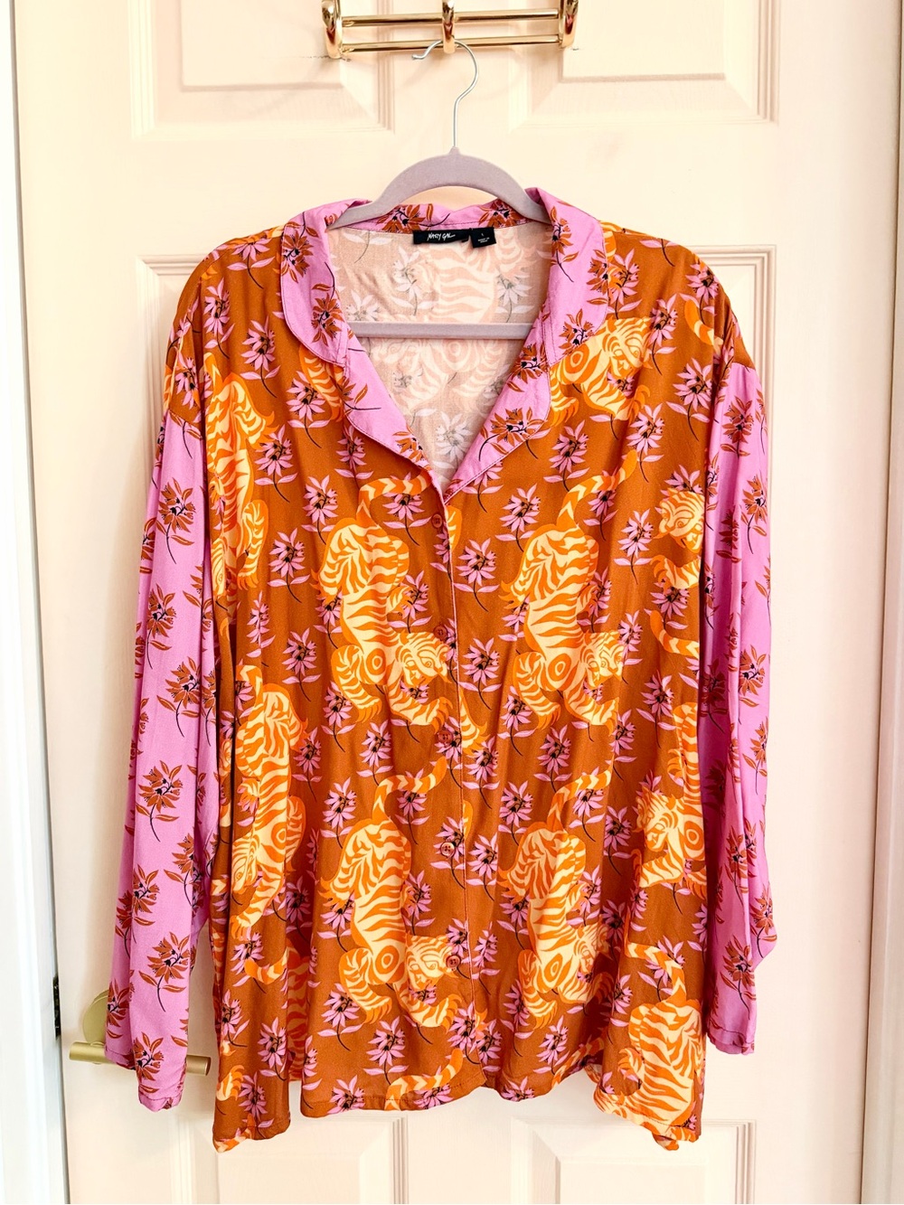 Pink and orange nasty gal tiger print top